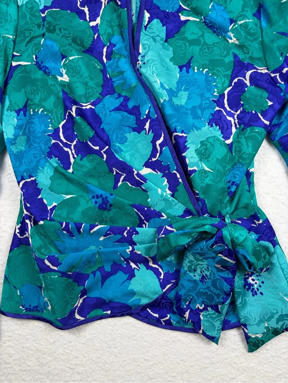 VTG Silk Studio for Petites 100% Silk Wrap Blouse 12 - Picture 3 of 15